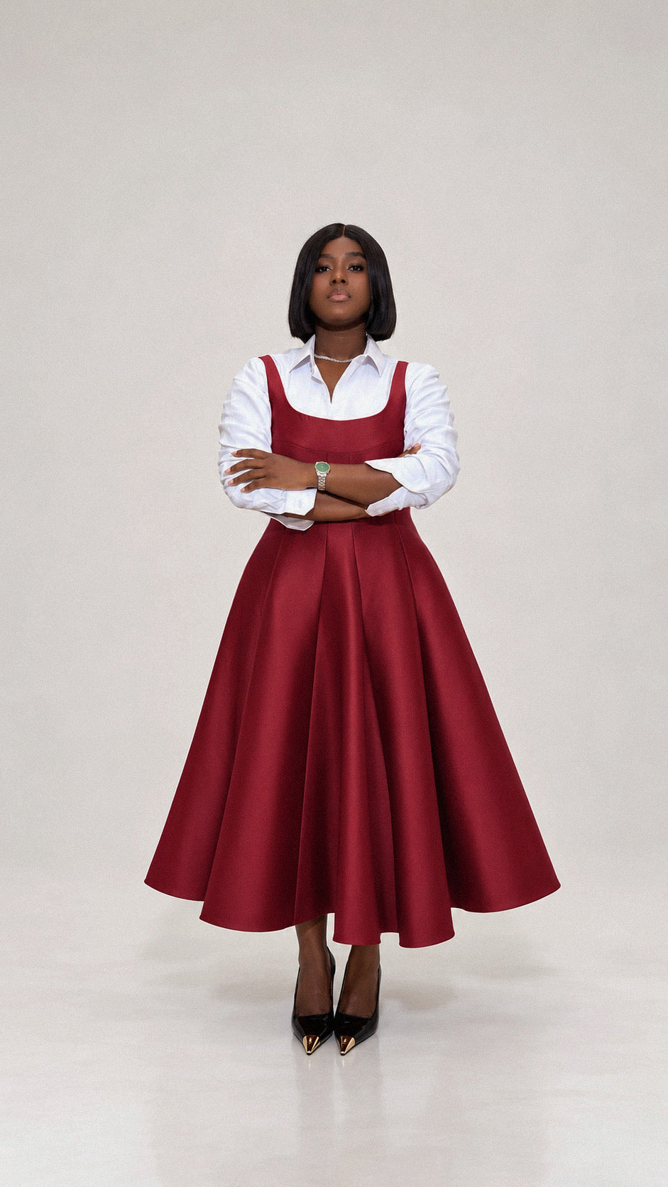 Sleeveless Panel Flare Midi Dress