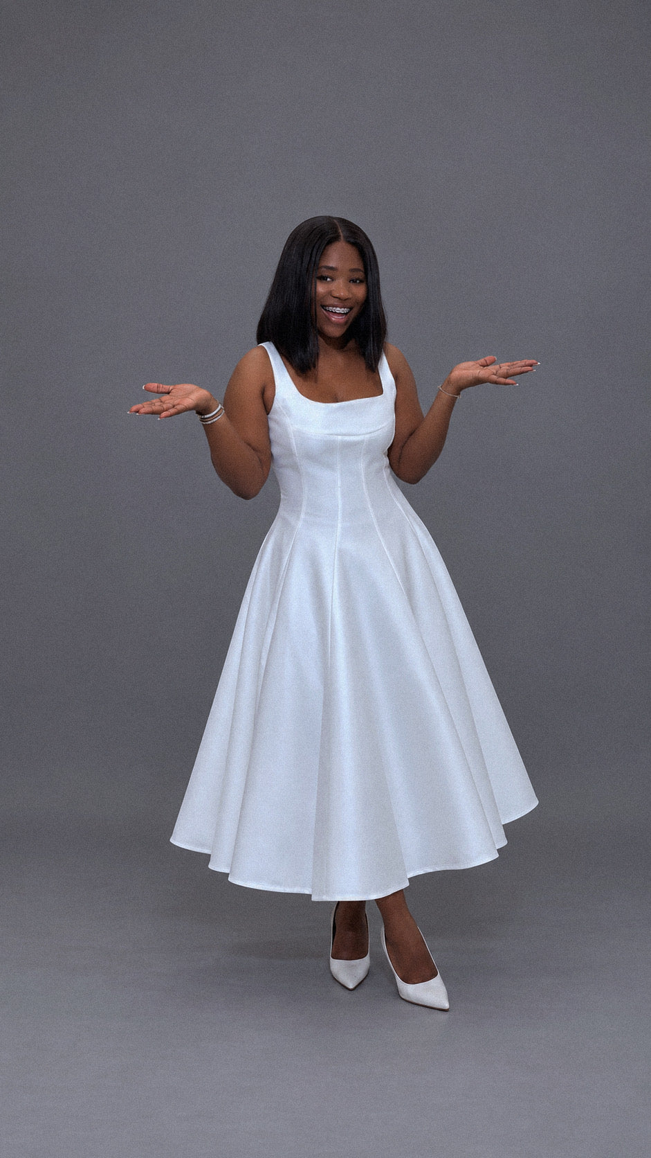 Sleeveless Panel Flare Midi Dress