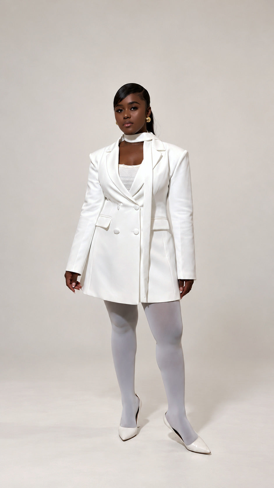 Plain Double Breasted Blazer Dress